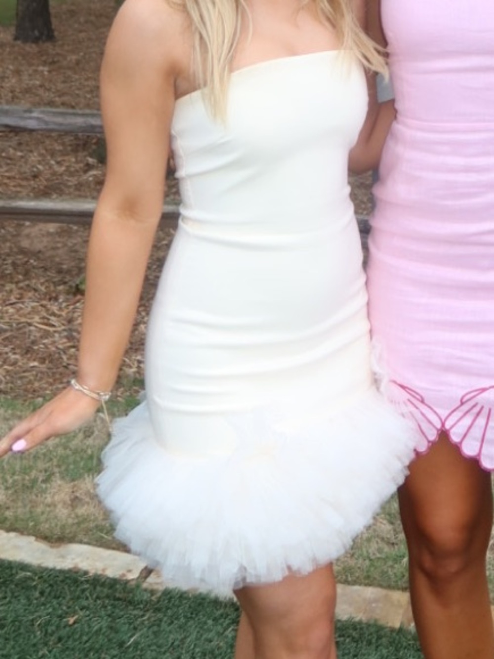 Zara Cream Mini Dress with Tulle Hem